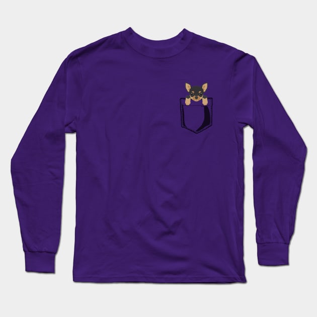 Pocket Chihuahua Long Sleeve T-Shirt by JKA